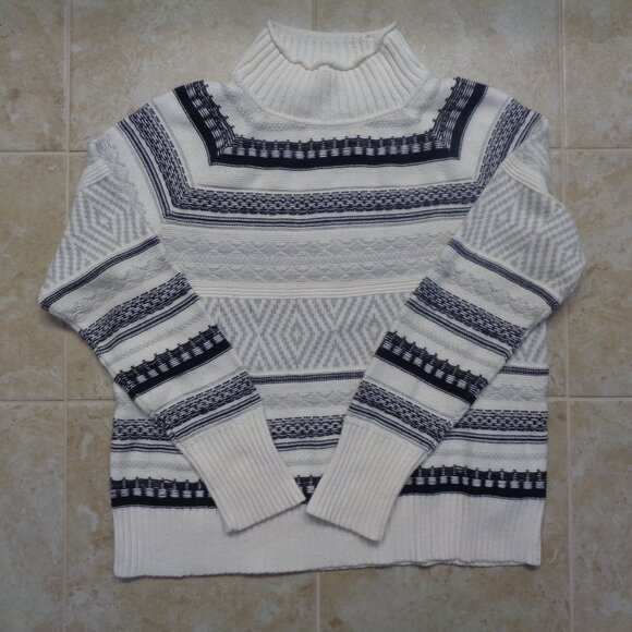 White CHAPS Mock Turtleneck Knit Sweater - Picture 4 of 10